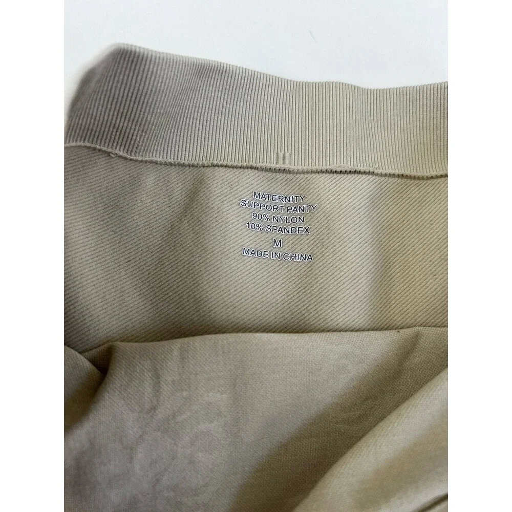 Maternity Pregnacy Beige High-Waisted Stretch Shapewear Shorts Belly Support M
